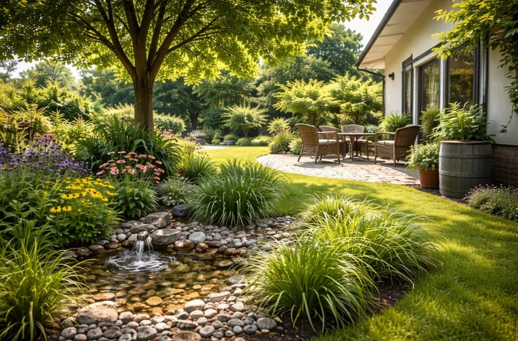 Ogród jako mikroklimat – jak zieleń realnie obniża temperaturę i poprawia retencję wody na działce